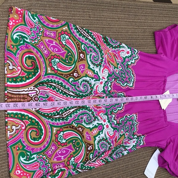 ECI Pink & Lilac Paisley Dress NWT Lord & Taylor 8 - Picture 2 of 14